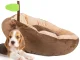 Soft Plush Pet Bed for Dogs and Cats, Leaf Shape, Brown