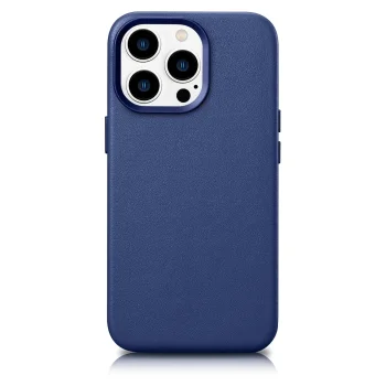iCarer Case Leather Cover Genuine Leather Phone Case Cover iPhone 14 Pro Max blue (WMI14220708-BU) (MagSafe compatible)