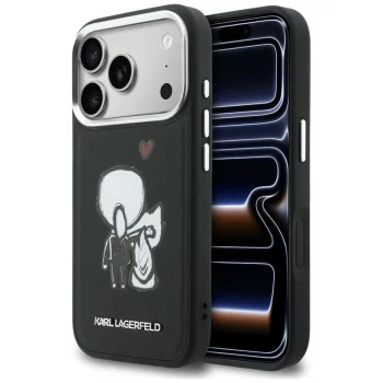 Karl Lagerfeld Karl & Choupette Back Logo MagSafe Case for iPhone 17 Pro, Black