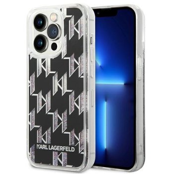 Karl Lagerfeld Liquid Glitter Monogram Case for iPhone 14 Pro Max, Black