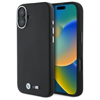 BMW iPhone 16 Plus Case M Smooth Full Wrapped Metal MagSafe, Black