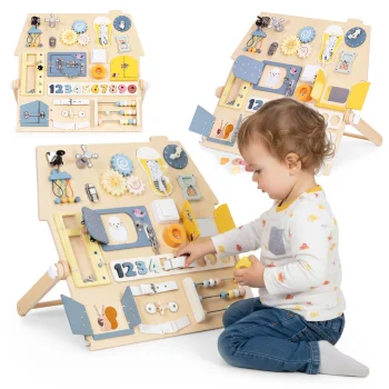 Large Wooden Busy Board for Toddlers ECOTOYS Sensory Educational Activity Toy XL