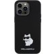 Apple iPhone 15 Pro Max 6.7\" Karl Lagerfeld Silicone Choupette Metal Pin Case Cover, Black