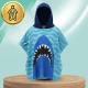 Kids Hooded Beach Towel Shark Poncho 50x100 cm, Blue