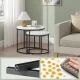 Leobert Round Coffee Table Set (2 pcs), Marble Pattern / Black Legs