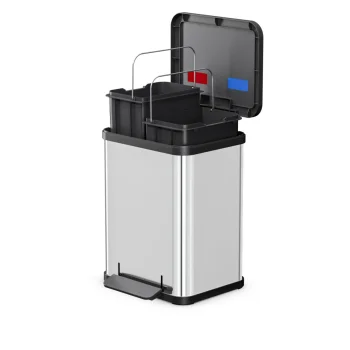 Hailo Öko Duo Plus M Pedal Recycling Bin 18 L (2 x 9 L) Stainless Steel