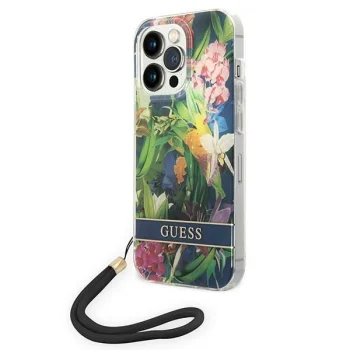 Guess Flower Strap Case for iPhone 14 Pro Max - Blue