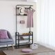 Industrial Hall Tree with Shoe Storage, Entryway Coat Rack Stand