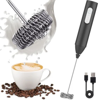 Electric Milk Frother with 3 Modes, Black