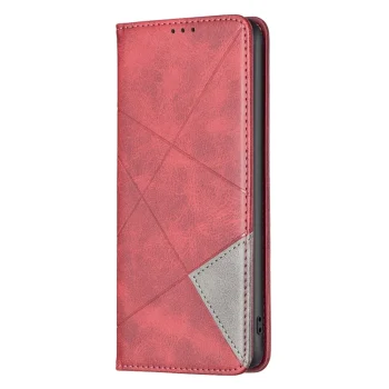 Xiaomi 13 Geometric Pattern Leather Stand Case Cover, Red