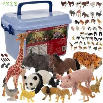 Kruzzel 00024816 Animal Figures Set with Case (48 Animals)