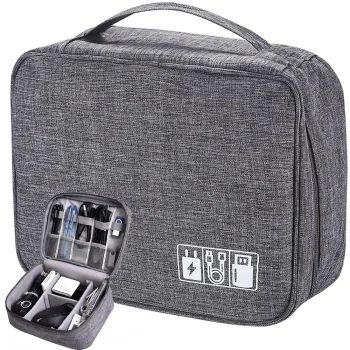 Travel Cable and Charger Organizer Bag, Grey