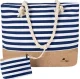 Malatec 21157 Beach and Picnic Bag, 22L, Navy Blue with White Stripes