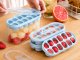 Silicone Ice Cube Tray with Container and Lid, Blue