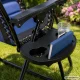 Gravity Folding Garden Lounger with Soft Cushion, Navy Blue & Black