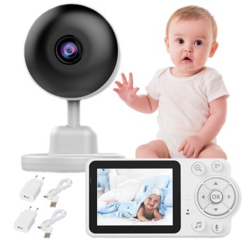 Video Baby Monitor with 2.8" LCD Screen Night Vision and 2-Way Audio, White