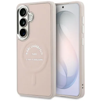Karl Lagerfeld Embossed RSG Logo MagSafe Case for Samsung Galaxy S26 - Pink