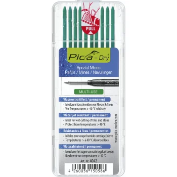 Pica DRY 4042 Refill Leads, 2.8 x 125 mm, 10-Pack, Green