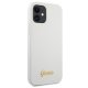 Guess iPhone 12 mini Case Silicone Vintage Gold Logo, White