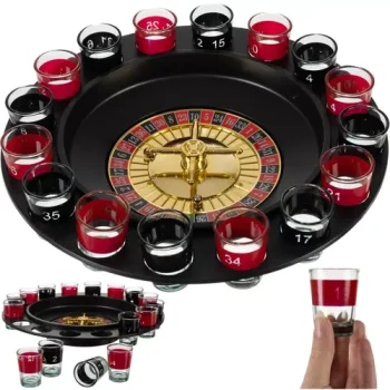 Alcohol Drinking Roulette Game Set, 16 Shot Glasses