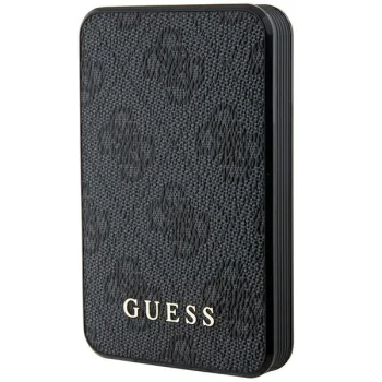 Guess Powerbank 5000mAh 15W 4G Leather Metal Logo, Black