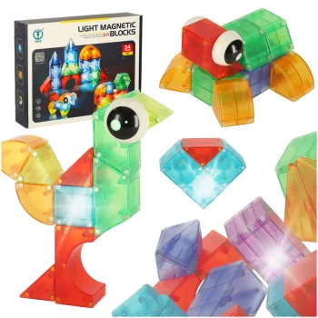 Glow-in-the-Dark Magnetic Building Blocks, 3D Figures, 32 Pcs