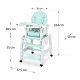 Ricokids Sinco 5-in-1 Convertible High Chair, Turquoise
