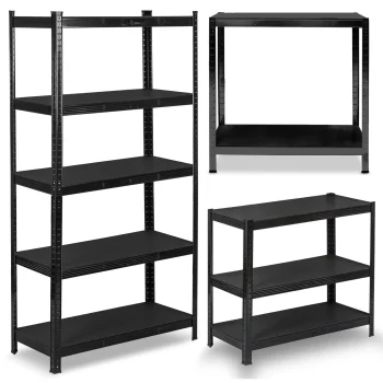 Humberg HR-851 Metal Storage Shelving Unit 180x90x40 cm, Black