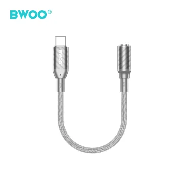 BWOO BZ65 USB-C to 3.5mm Audio and Data Adapter, Grey