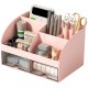 Desk Organizer for Cosmetics and Stationery, Pink