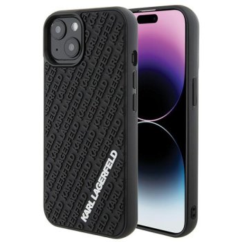 Apple iPhone 15 6.1'' Karl Lagerfeld 3D Rubber Multi Logo Cover Case, Black