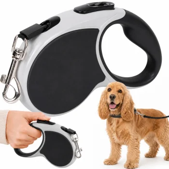 Automatic Retractable Dog Leash, 5m, up to 15kg, Black