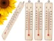 Wooden Wall Thermometer for Indoor and Outdoor Use, 22 x 5 cm, Light Brown
