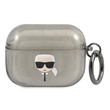 Karl Lagerfeld AirPods Pro Case Glitter Karl's Head, Black