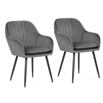Set of 2 Upholstered Velvet Chairs ModernHome, Dark Grey