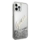 Guess iPhone 12 Pro Max Case Glitter Vintage Script, Silver