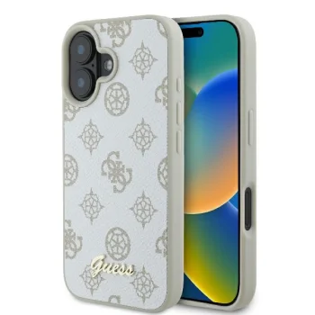 Guess iPhone 16 Case Peony Script Logo MagSafe, White
