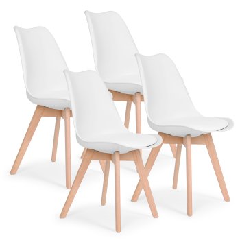 ModernHome Dining Chairs Set of 4 with Cushions for Kitchen, white
