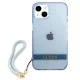 Guess Translucent Strap Case for iPhone 13 with Wrist Strap, Blue