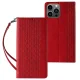 Magnet Strap Case Flip Wallet Case for iPhone 14 Pro with Stand and Lanyard, Red