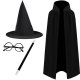 Kruzzel Magician / Wizard Costume Set, 4 Pcs, Black