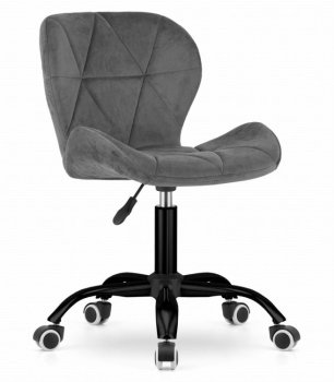 Noto Swivel Office Desk Chair with Wide Back, Velvet, Dark Grey