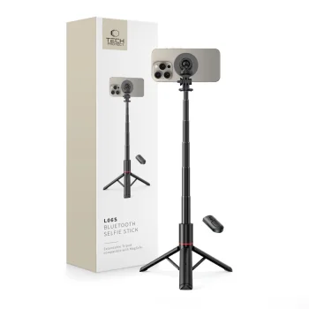 Tech-Protect L06S Bluetooth MagSafe Selfie Stick Tripod with Remote, Black