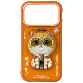Nimmy Cool&Cute 2.0 Cat Case for iPhone 17 Pro with Magnetic Pendant - Orange