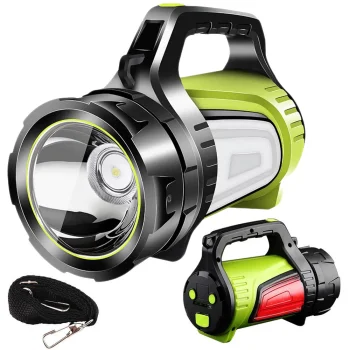 Rechargeable LED Searchlight Flashlight JS-881B with Powerbank Black/Green
