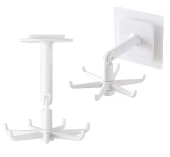 Rotating Kitchen Hanger with 6 Hooks, White