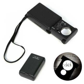 Pocket Jeweler's Loupe with LED and UV Light 30x 60x, black