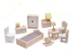Wooden Dollhouse with Furniture, 70cm, Grey