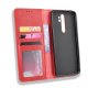 Xiaomi Redmi Note 8 Pro Vintage Style Magnetic Leather Wallet Case Cover, Red