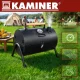 Portable Charcoal Grill Kaminer with Lid and Thermometer, black